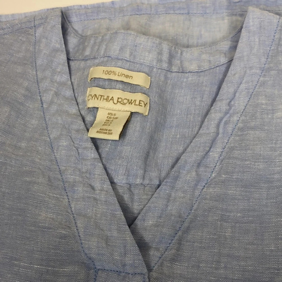 2/$30 Cynthia Rowley Top Size Small Linen Split Neck Sleeveless Summer Fabric - Picture 11 of 13